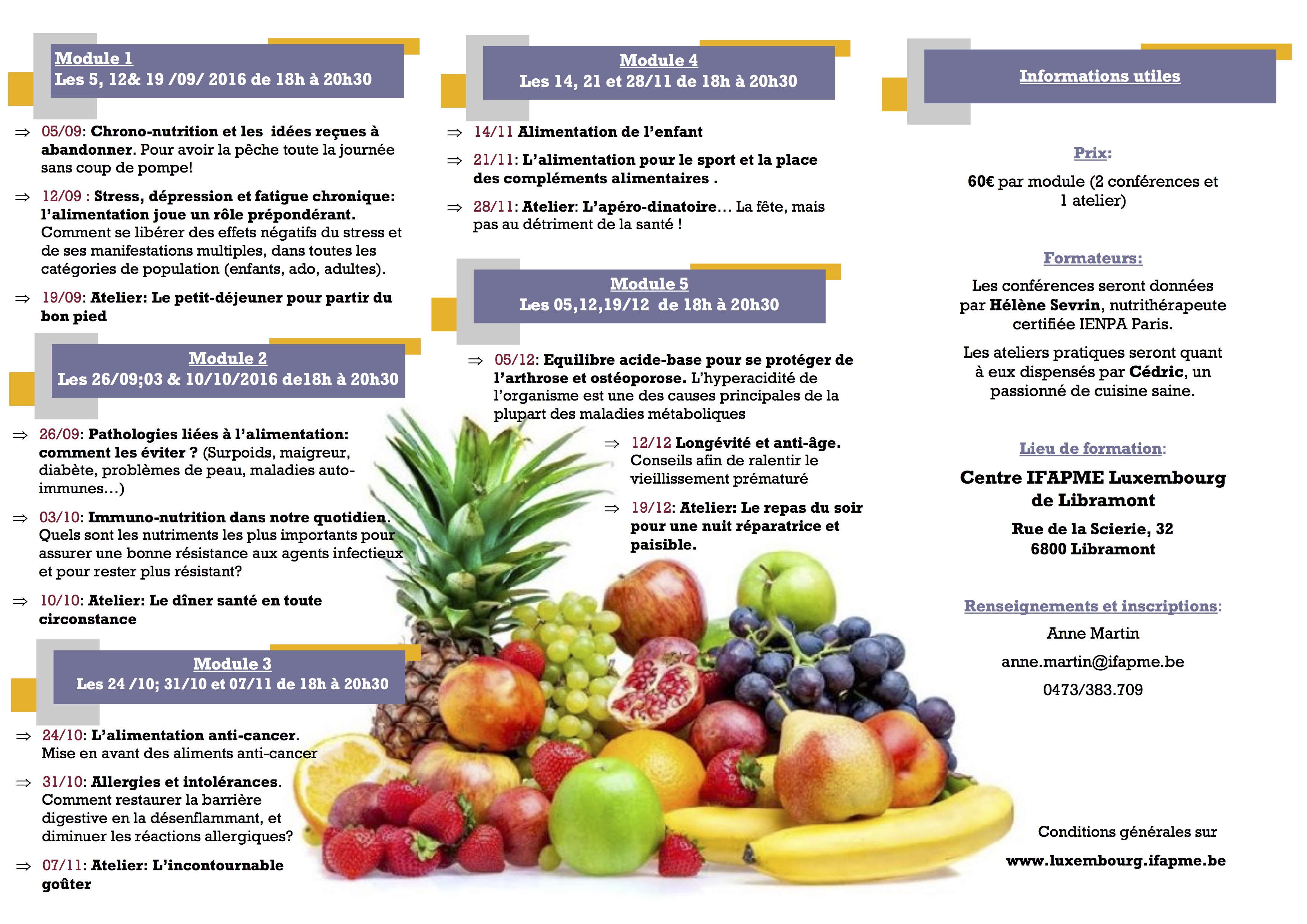 Cours de nutrithérapie et ateliers pratiques à Libramont