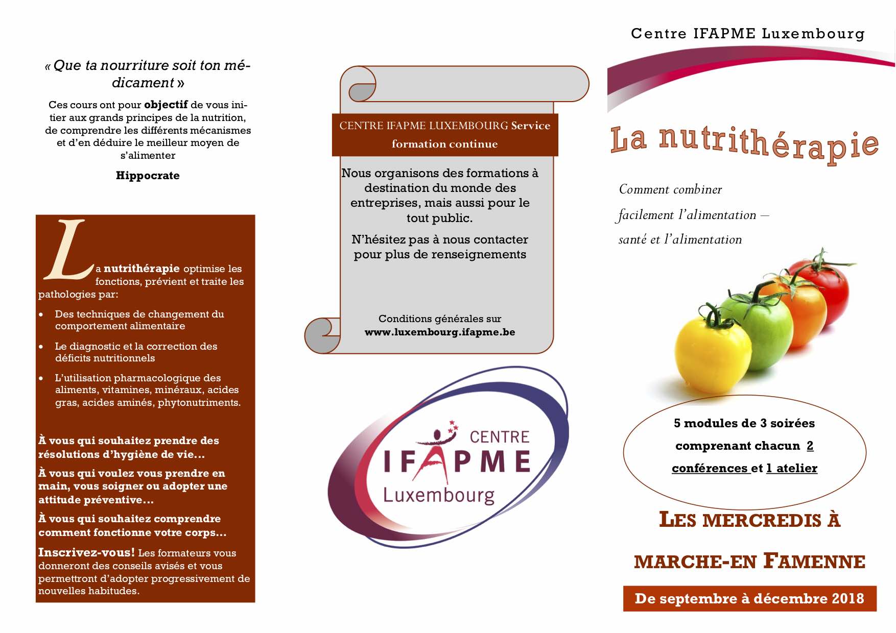 Cours « La nutrithérapie » à Marche-en-Famenne